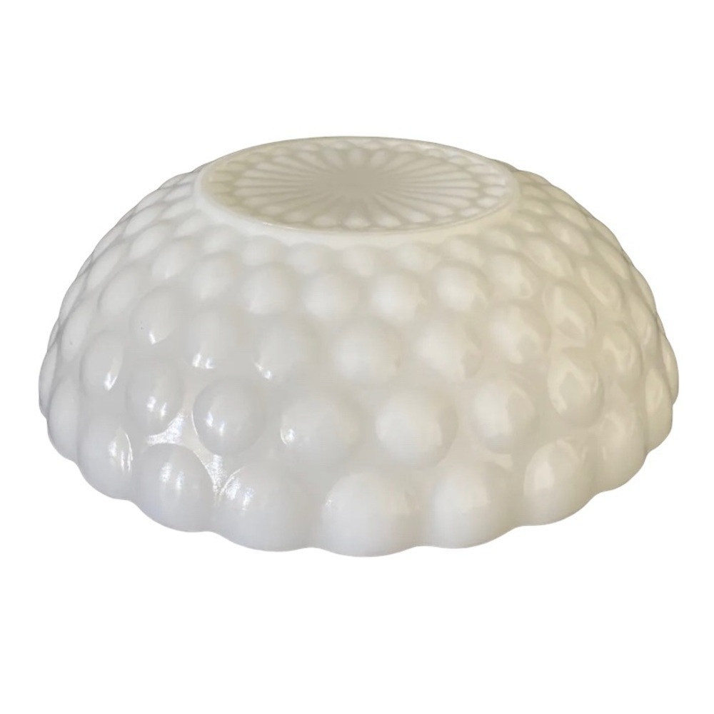 Anchor Hocking Fire King White Milk Glass Bubble Serving Bowl 8.25”